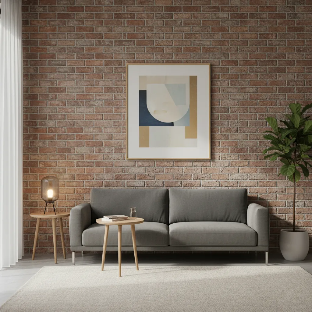 Panel decorativo imitación ladrillo en una pared interior