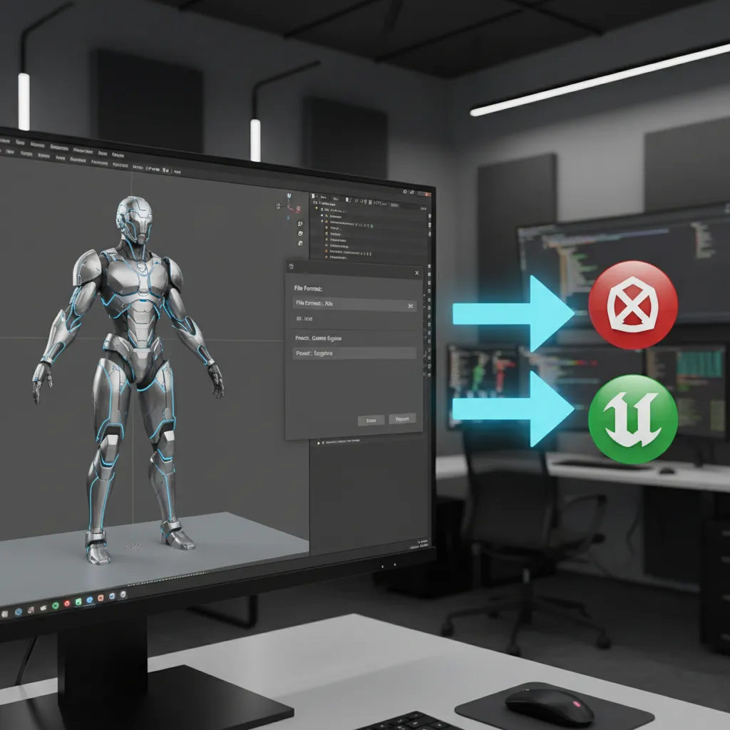Exporting cleaned PSP model as FBX from Blender for Unity or Unreal