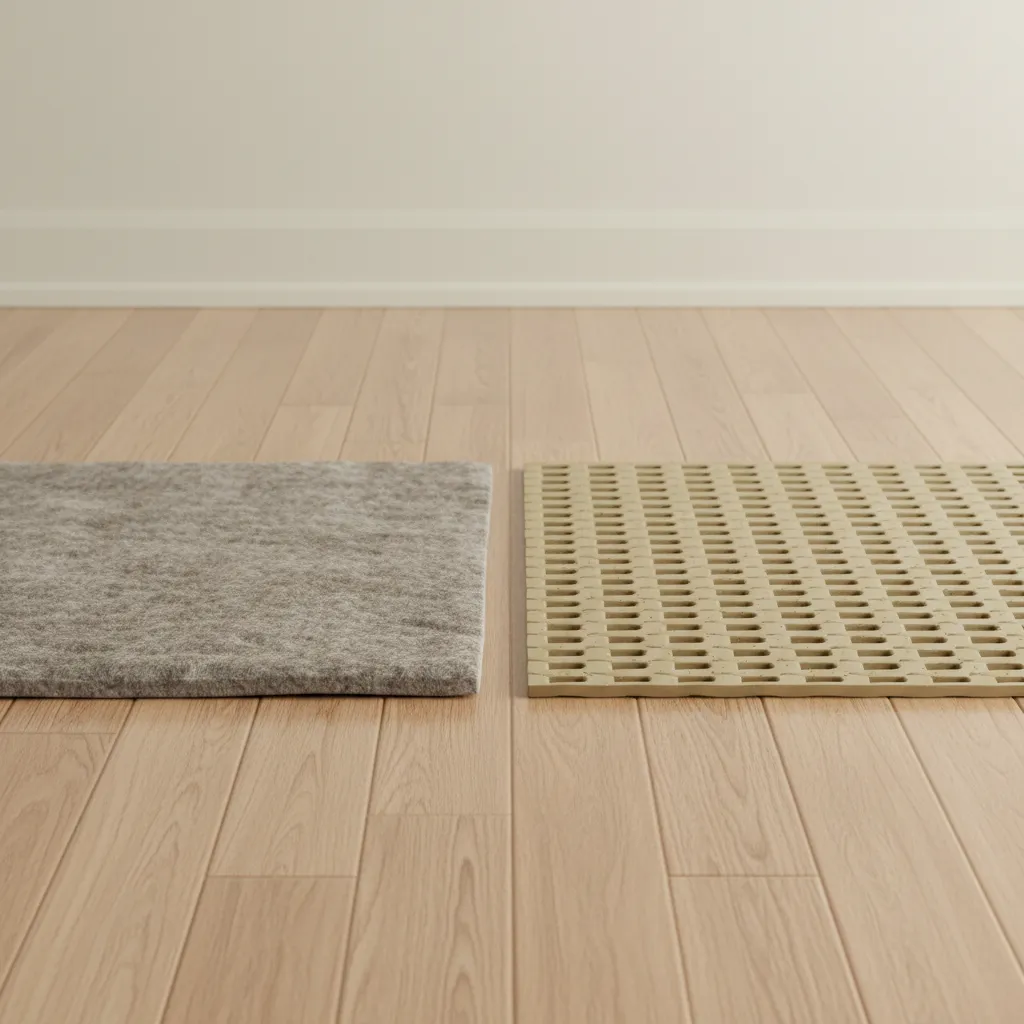 comparison of felt rug pad and rubber grip pad for hardwood floors