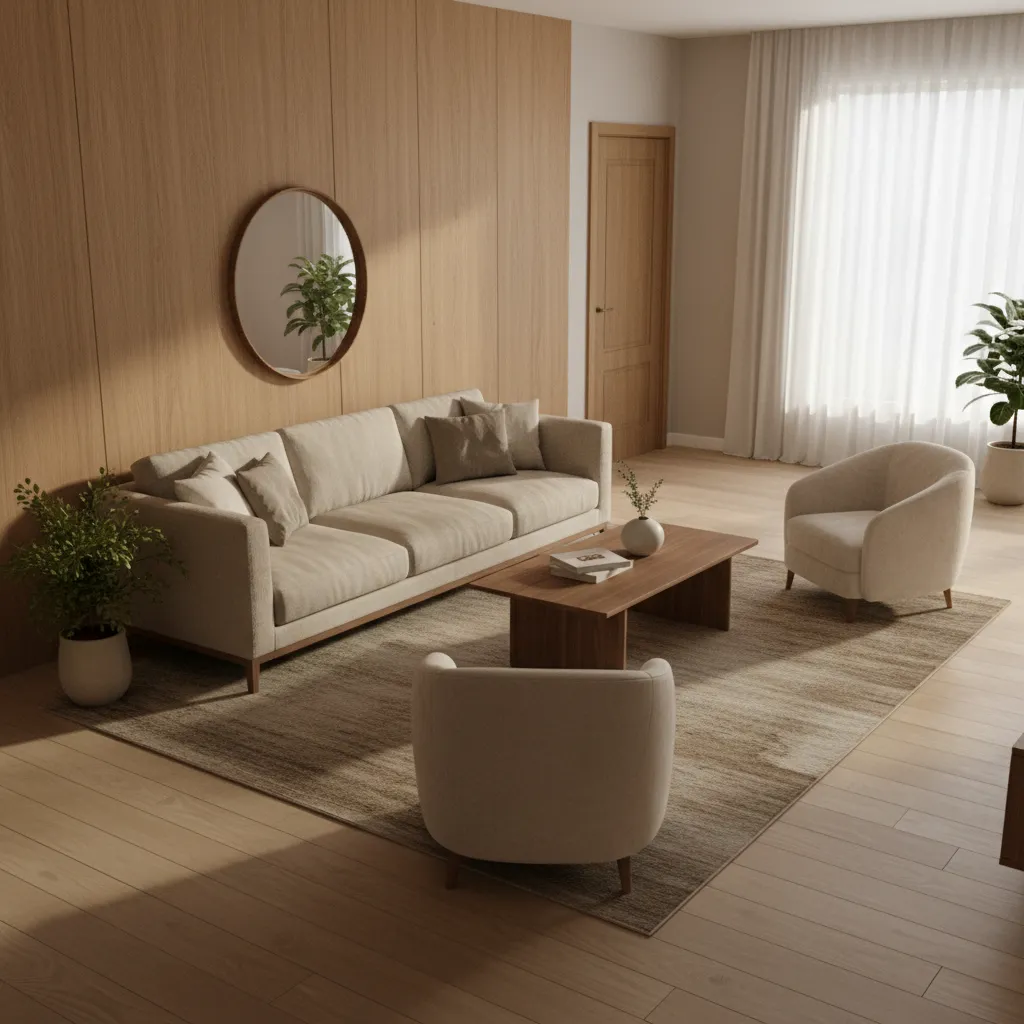 feng shui sofa placement facing entrance with wall support in living room