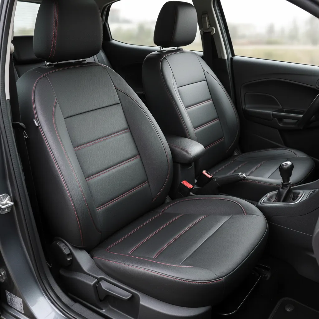 Ford Figo Aspire seat with fitted aftermarket leather seat cover