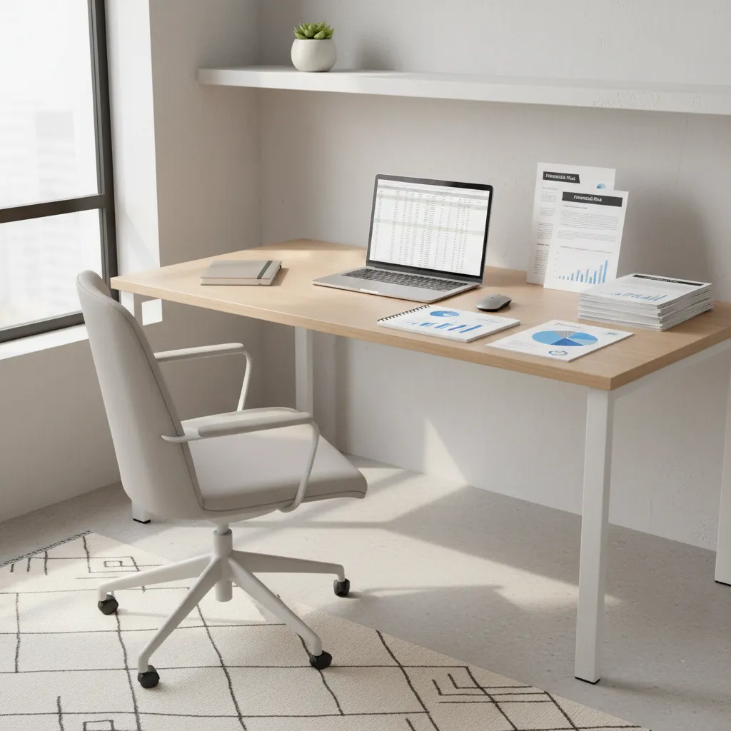 Financial planning workspace showing budgeting and risk management strategy