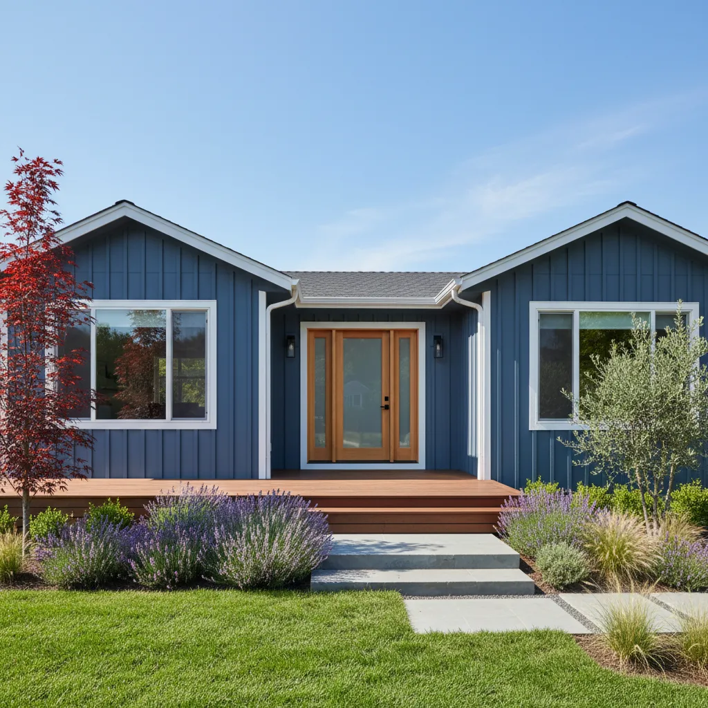 Freshly painted modern house exterior with clean siding and trim