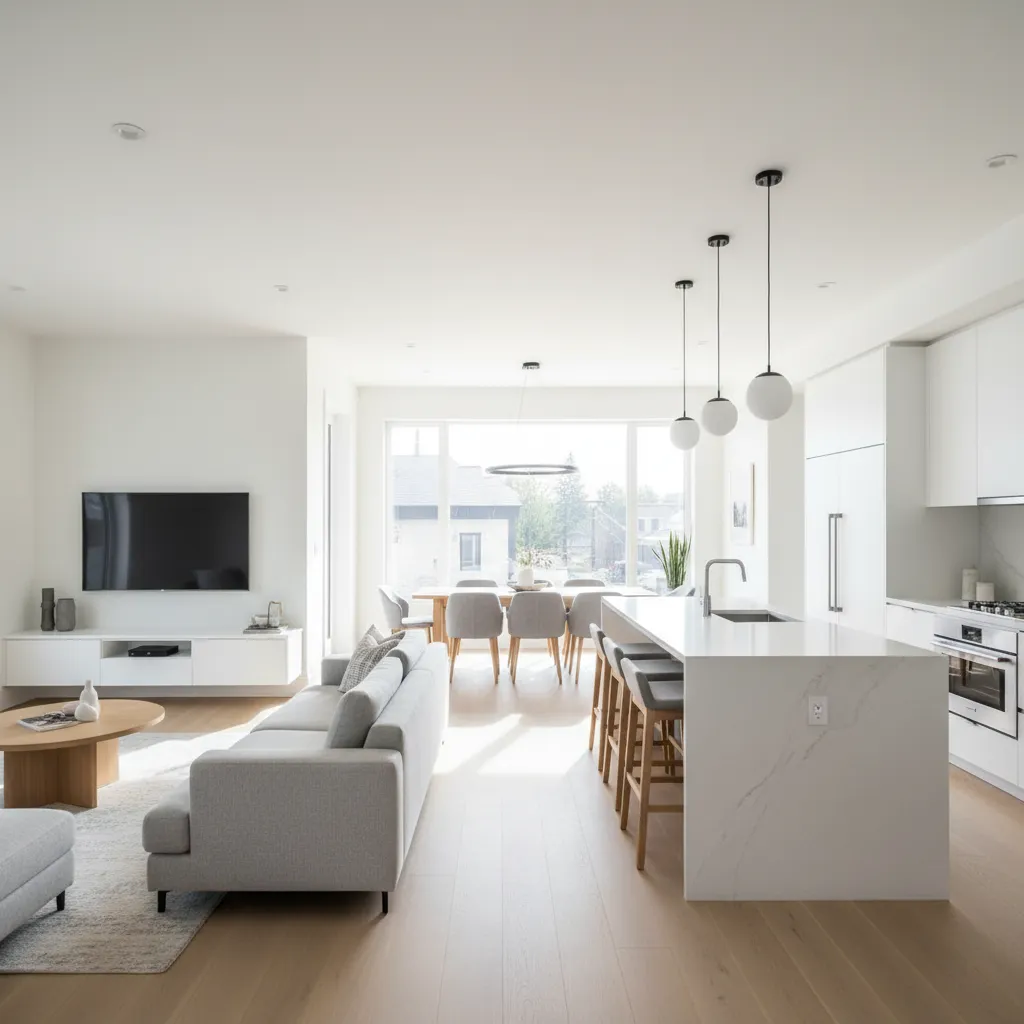 Finished modern home interior after renovation