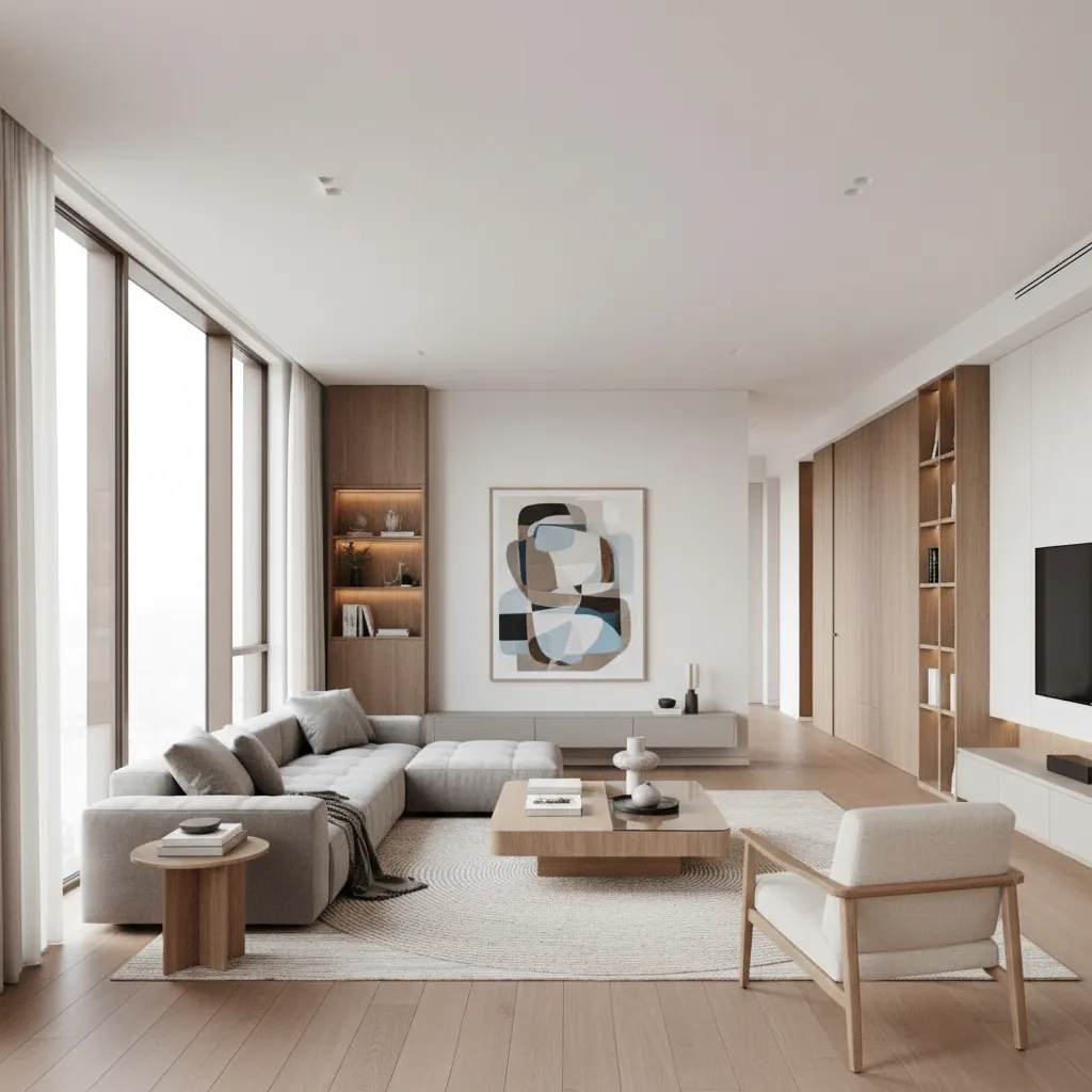 Completed modern home interior after renovation funded through mortgage