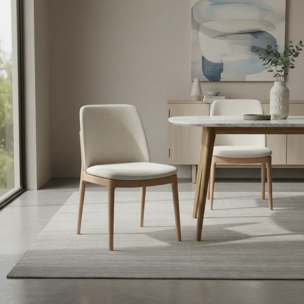 Finished dining chair with newly upholstered seat cushion
