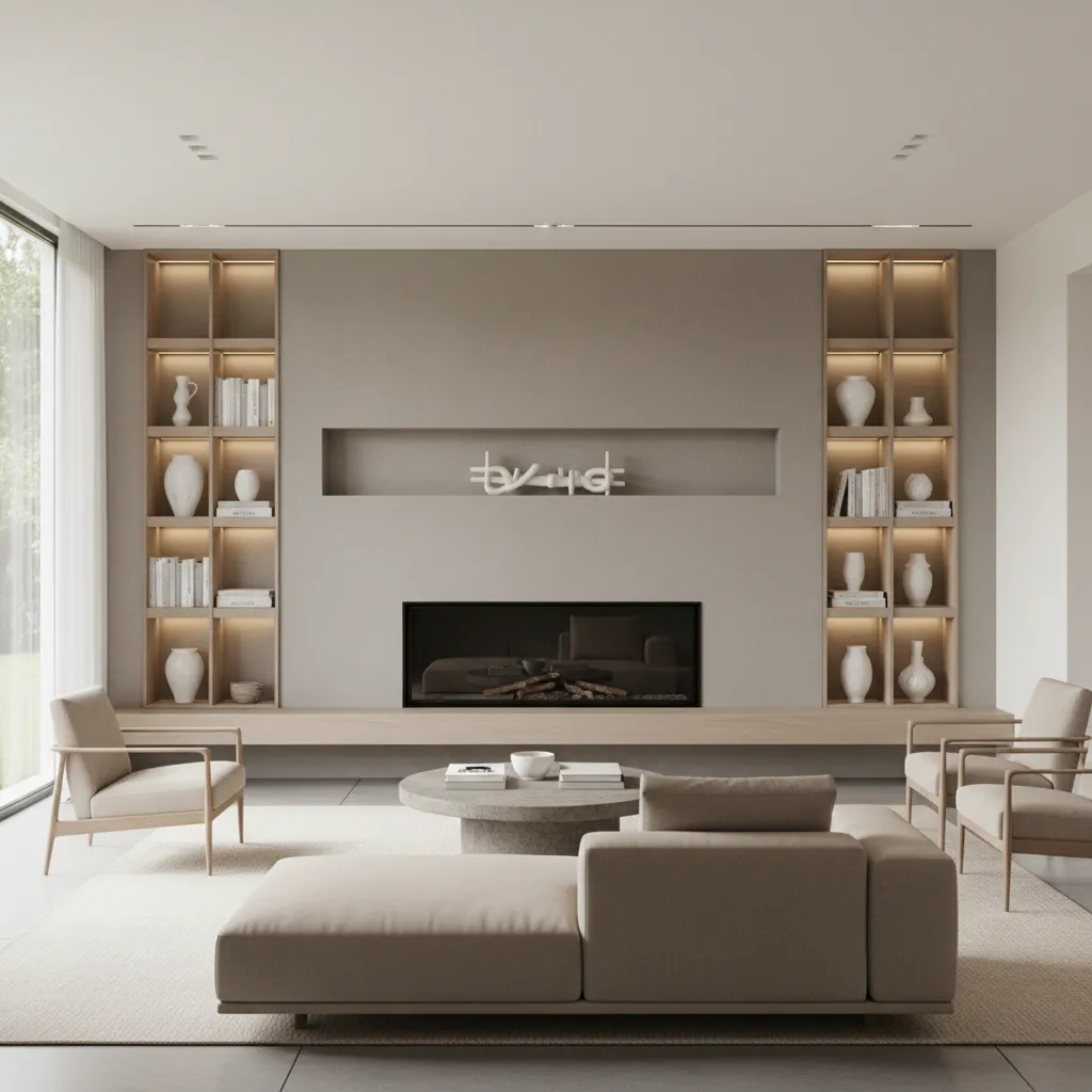 decorative fireplace layout showing safe spacing and airflow zones