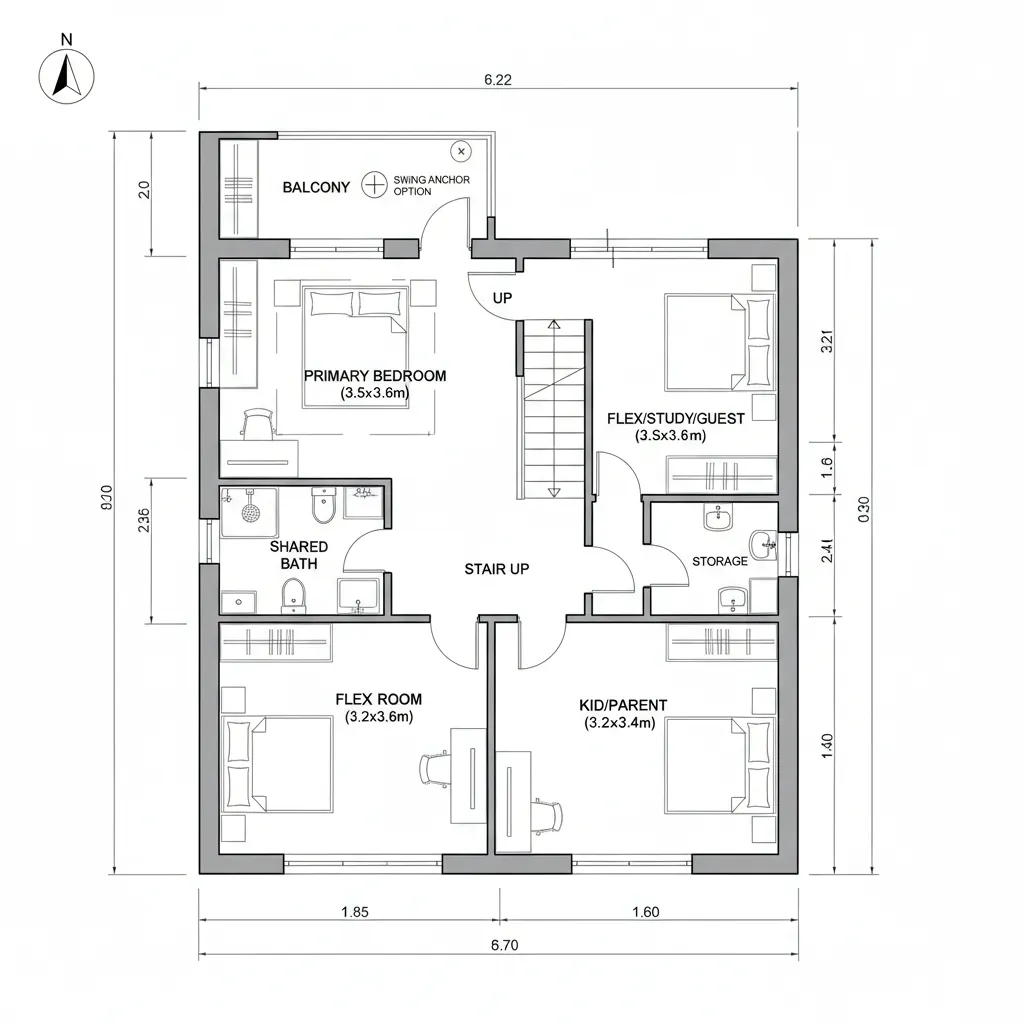 First-Floor Privacy Stack with Flex Room
