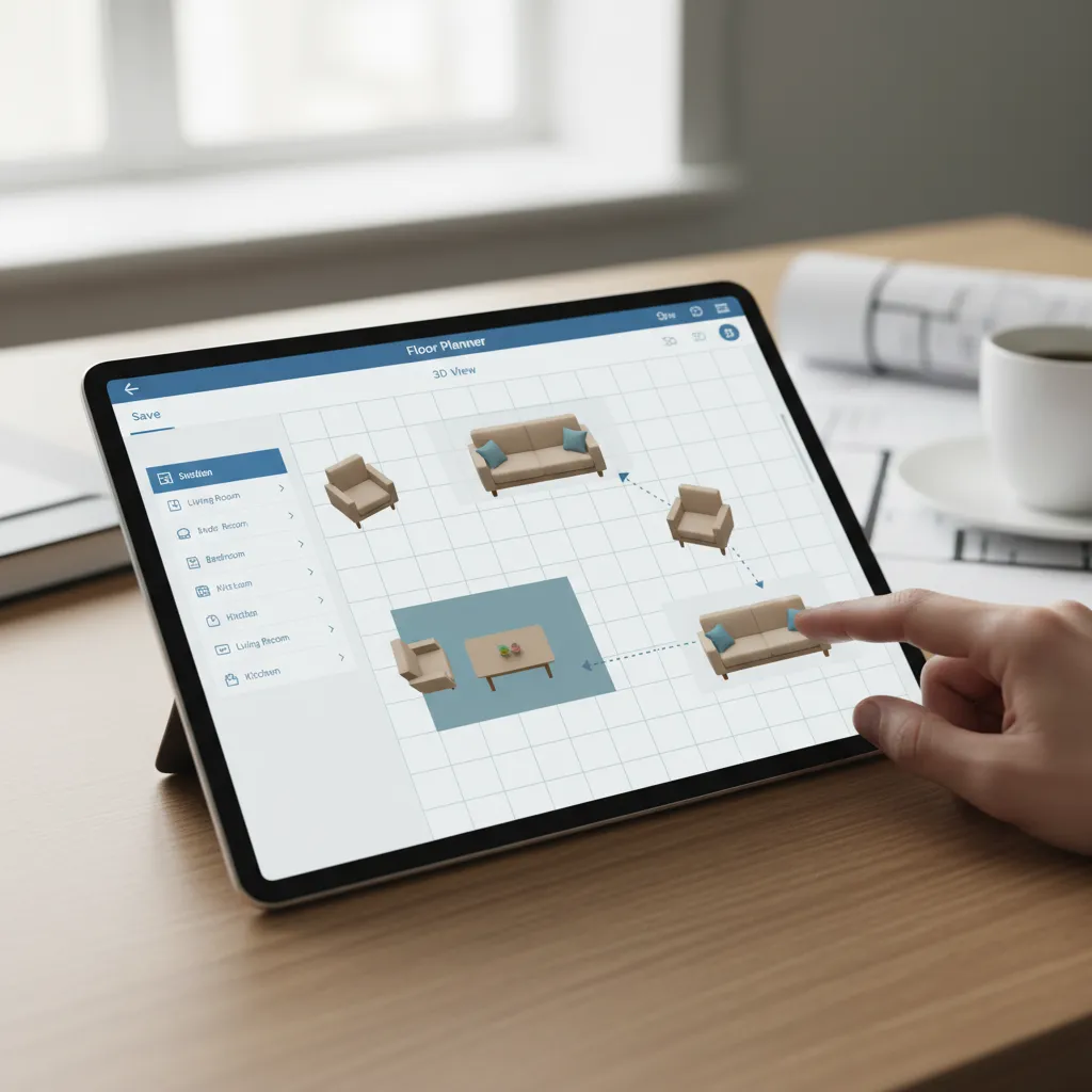 Fitur drag and drop furnitur dalam aplikasi denah rumah