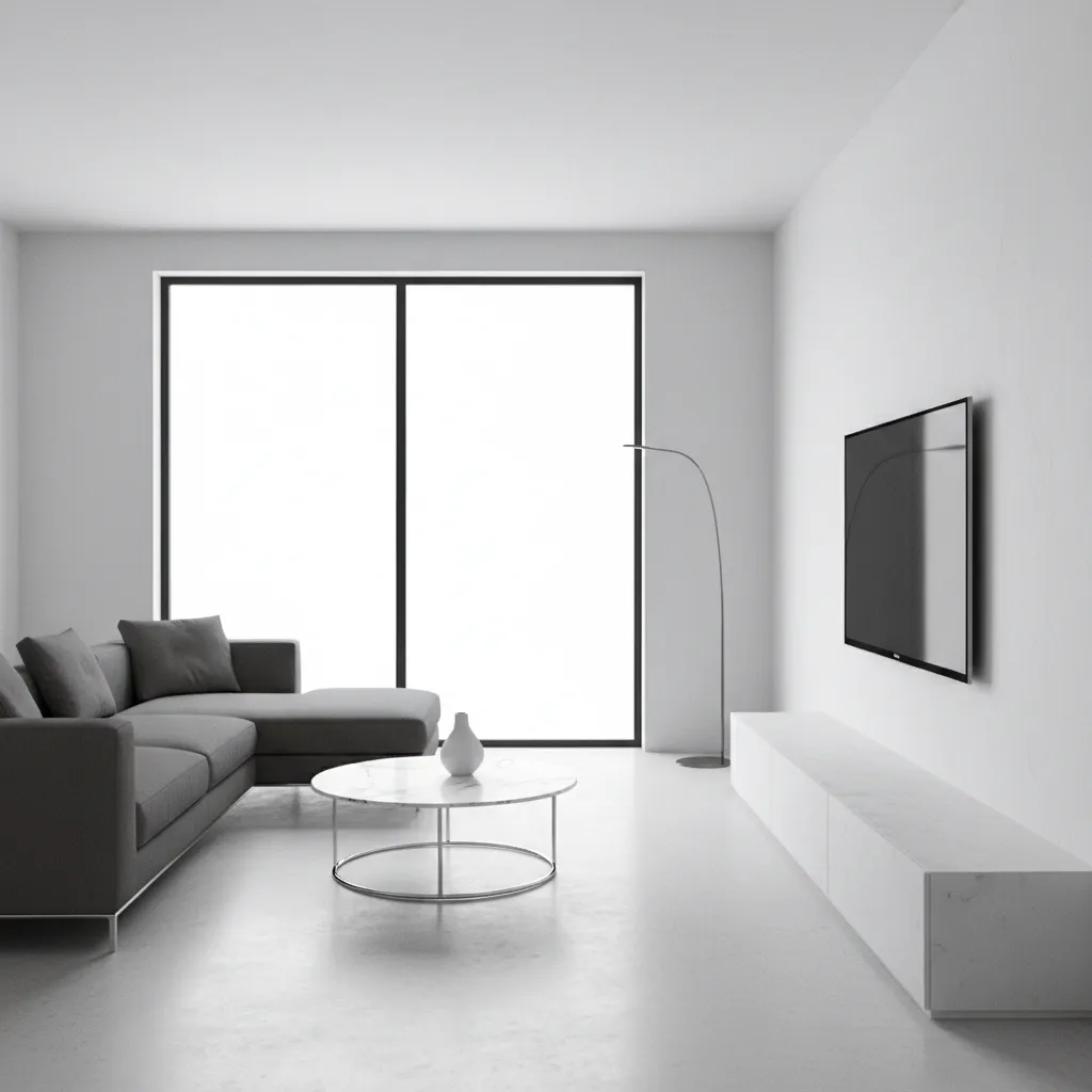 Side view of a fixed TV wall mount sitting close to the wall