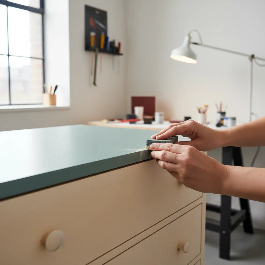 Sanding uneven paint line on two tone painted furniture