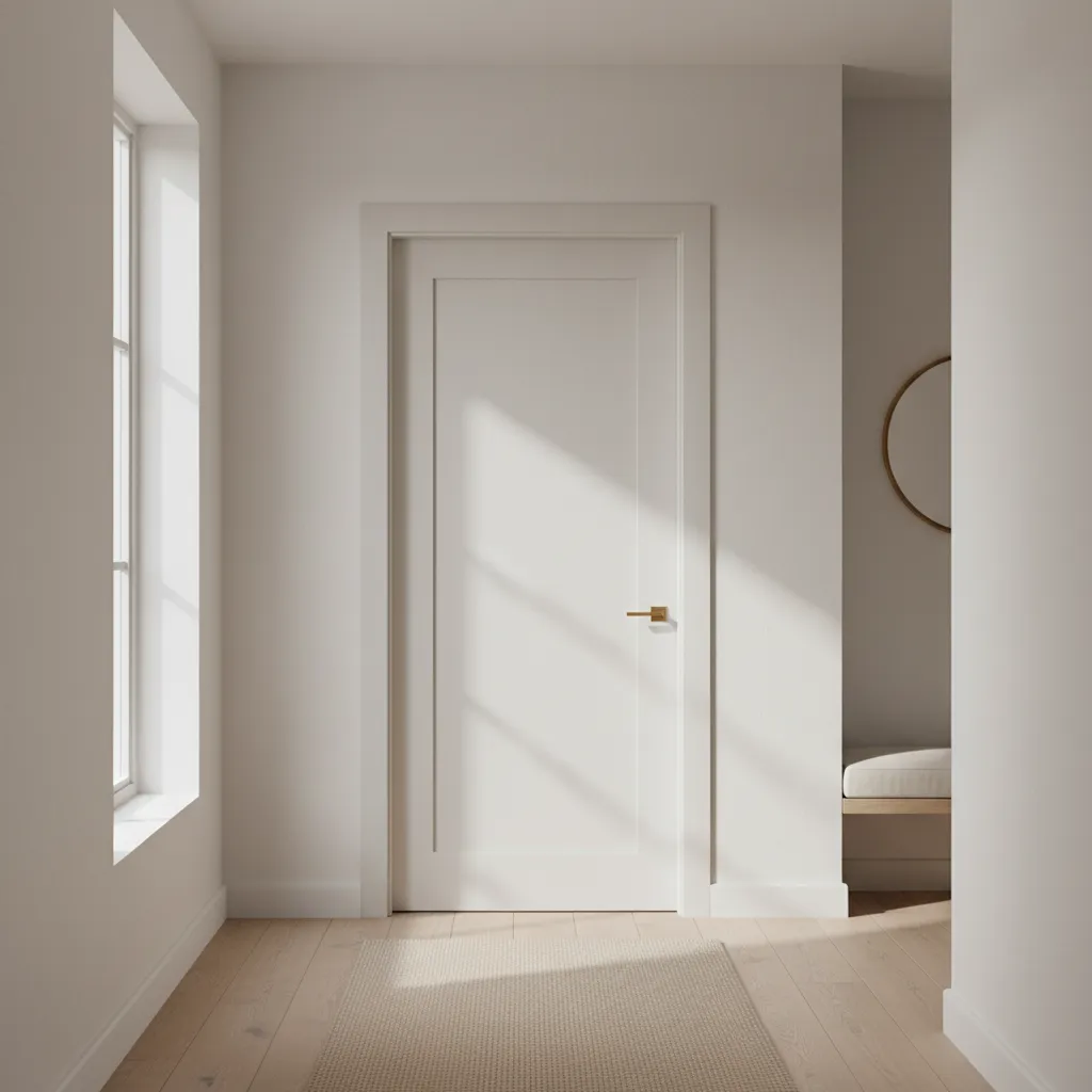 Plain flat interior door before DIY makeover