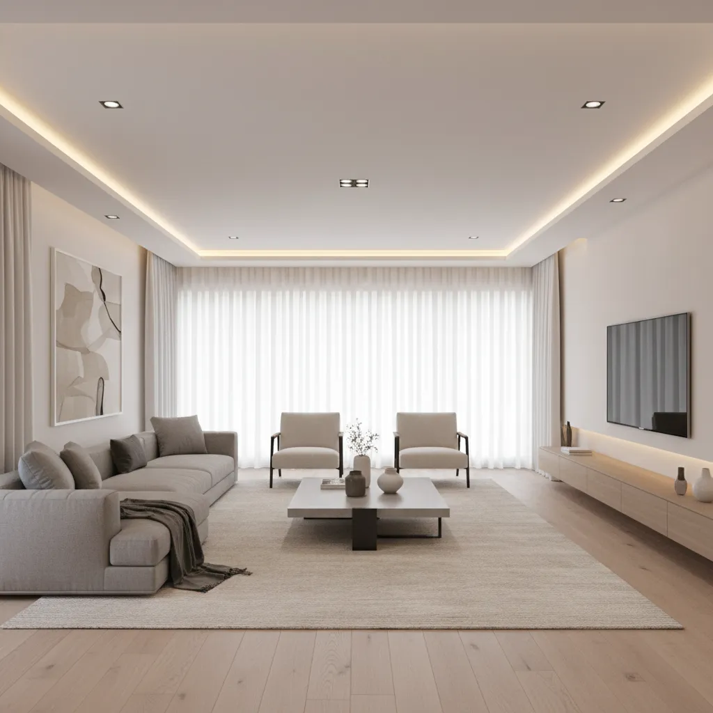 Flat Ceiling Design for Hall Looks Boring? Fix Lighting & Cracks