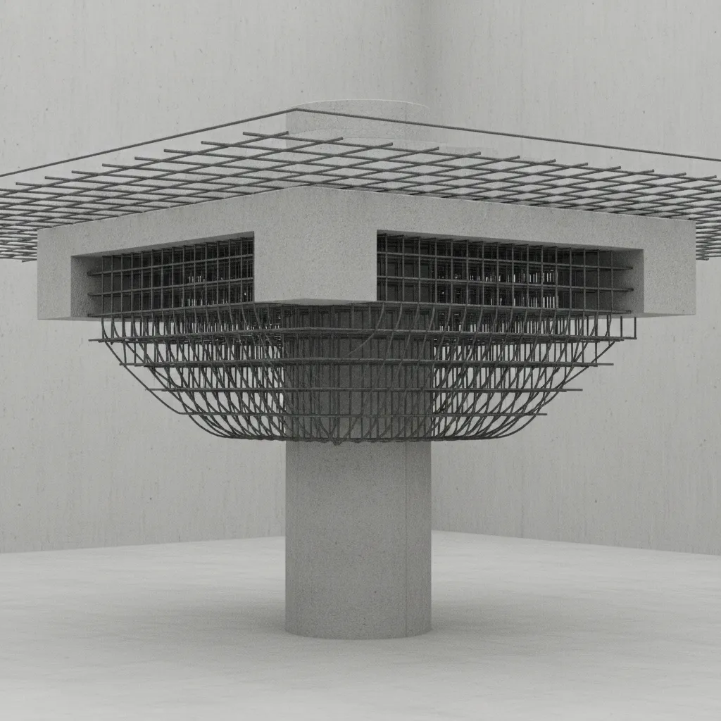 3D structural diagram showing drop panel around column in flat slab