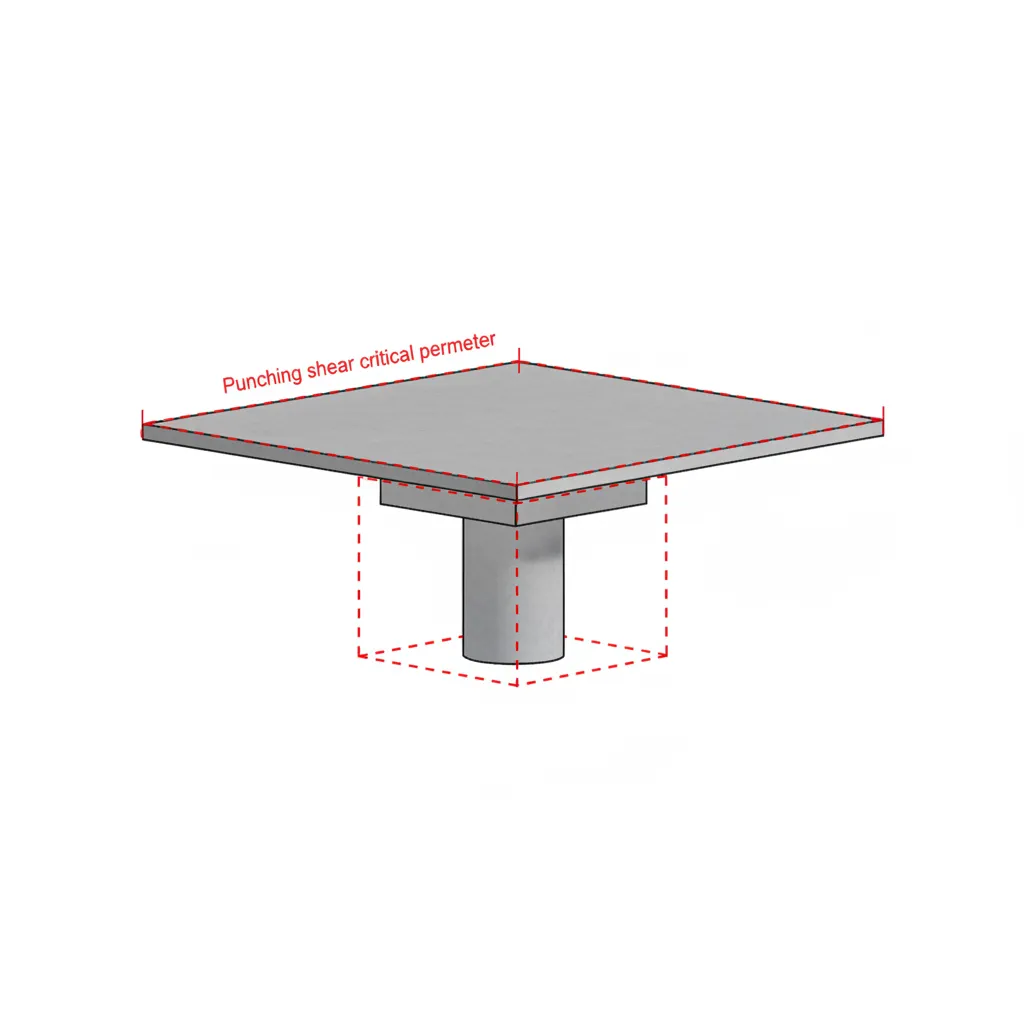 diagram showing punching shear zone around column in flat slab