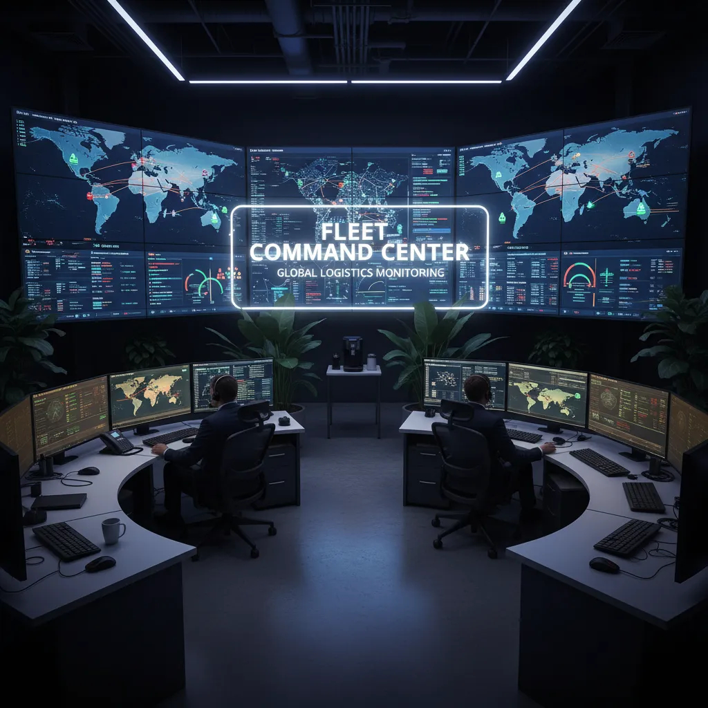 Fleet safety dashboard monitoring multiple vehicles and driver behavior