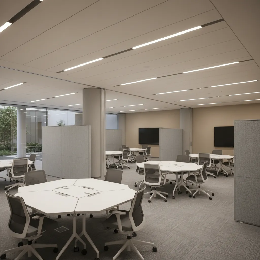 flexible breakout rooms with movable partitions in a conference centre