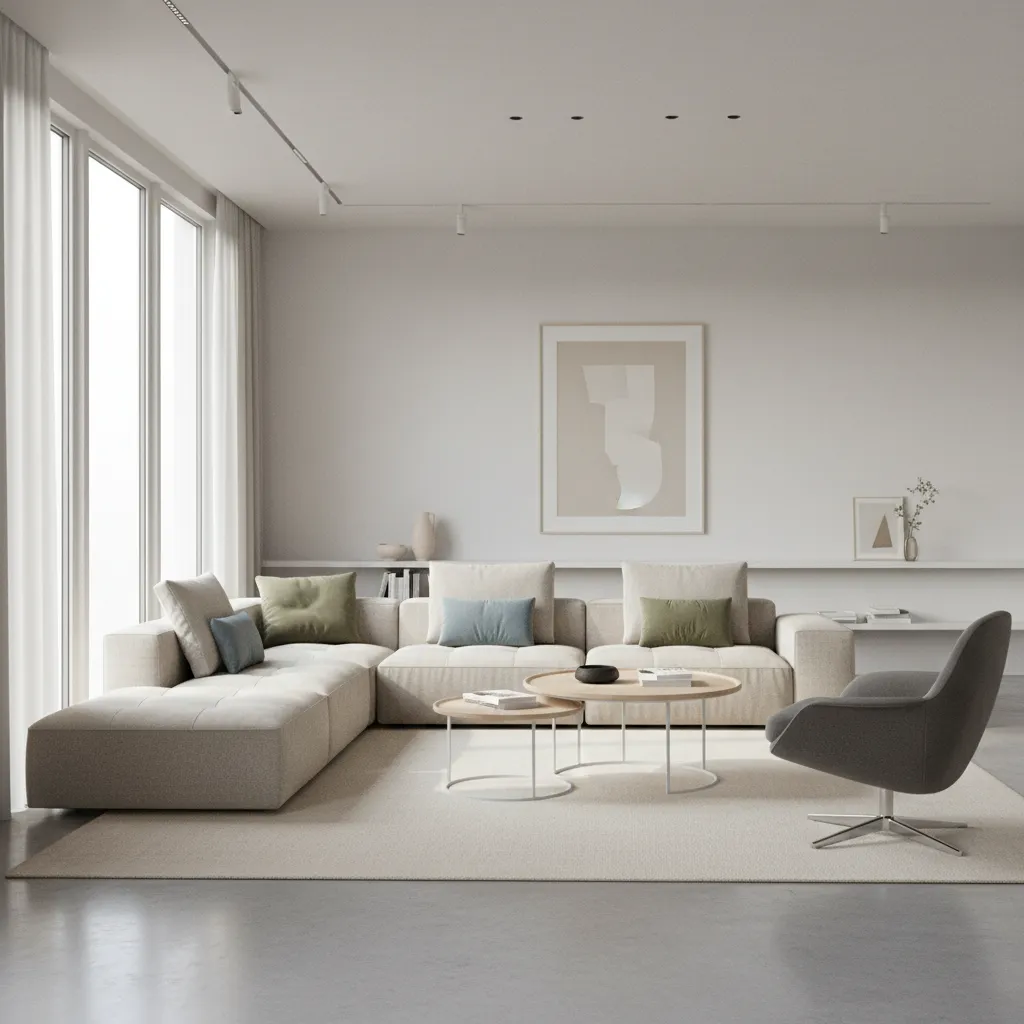 Modular sofa and flexible furniture in multipurpose living room