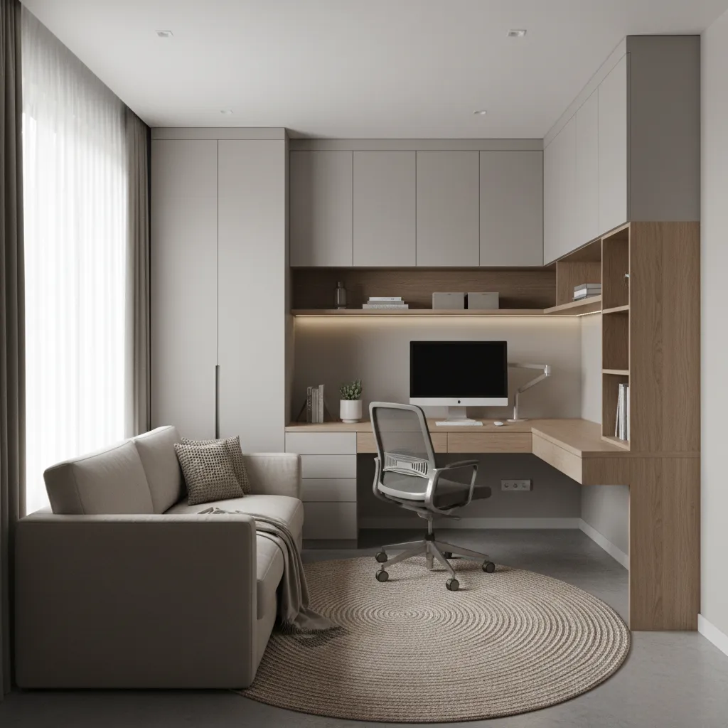 flexible third bedroom home office with sofa bed