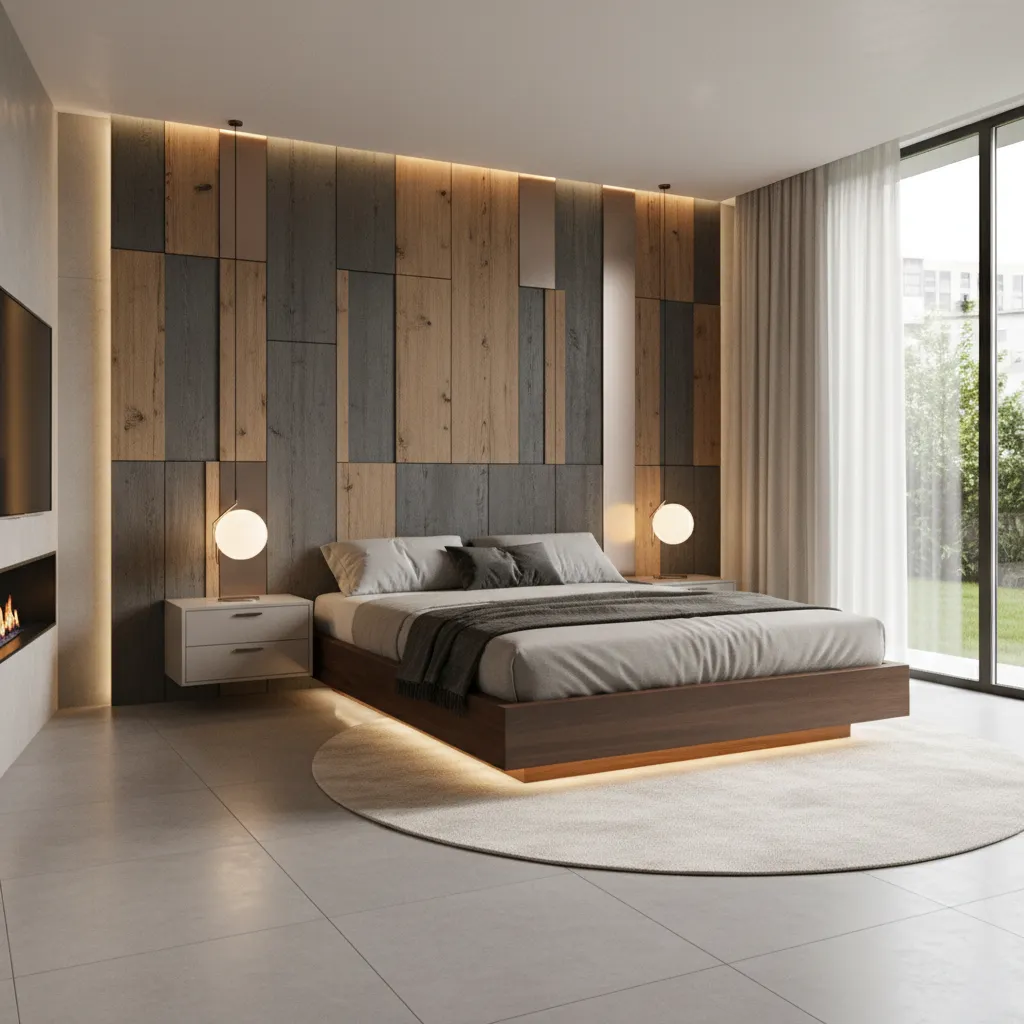 Floating bed layout concept in a modern small bedroom