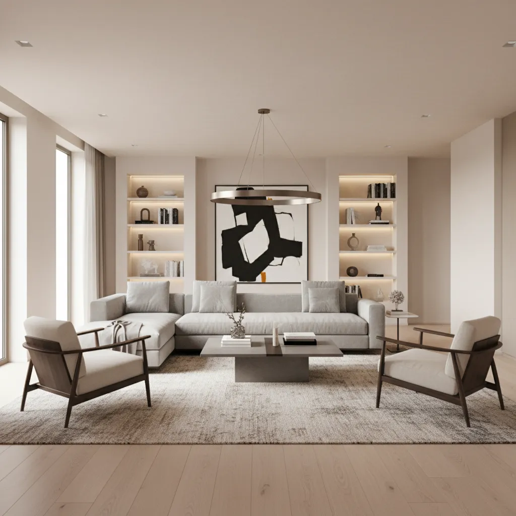 floating furniture layout in living room with sofa away from wall