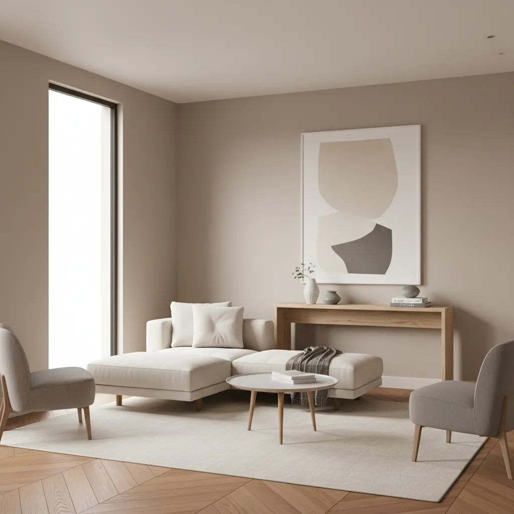 Floating sofa layout in a compact living room design