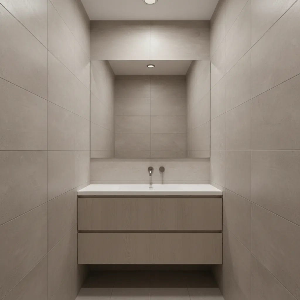 floating vanity in small narrow bathroom improving floor space