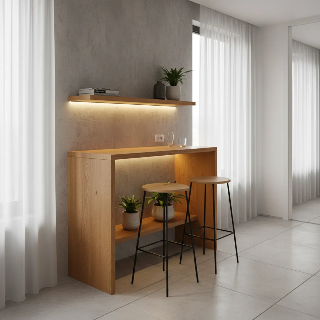 Barra flotante en pared para espacios pequeños