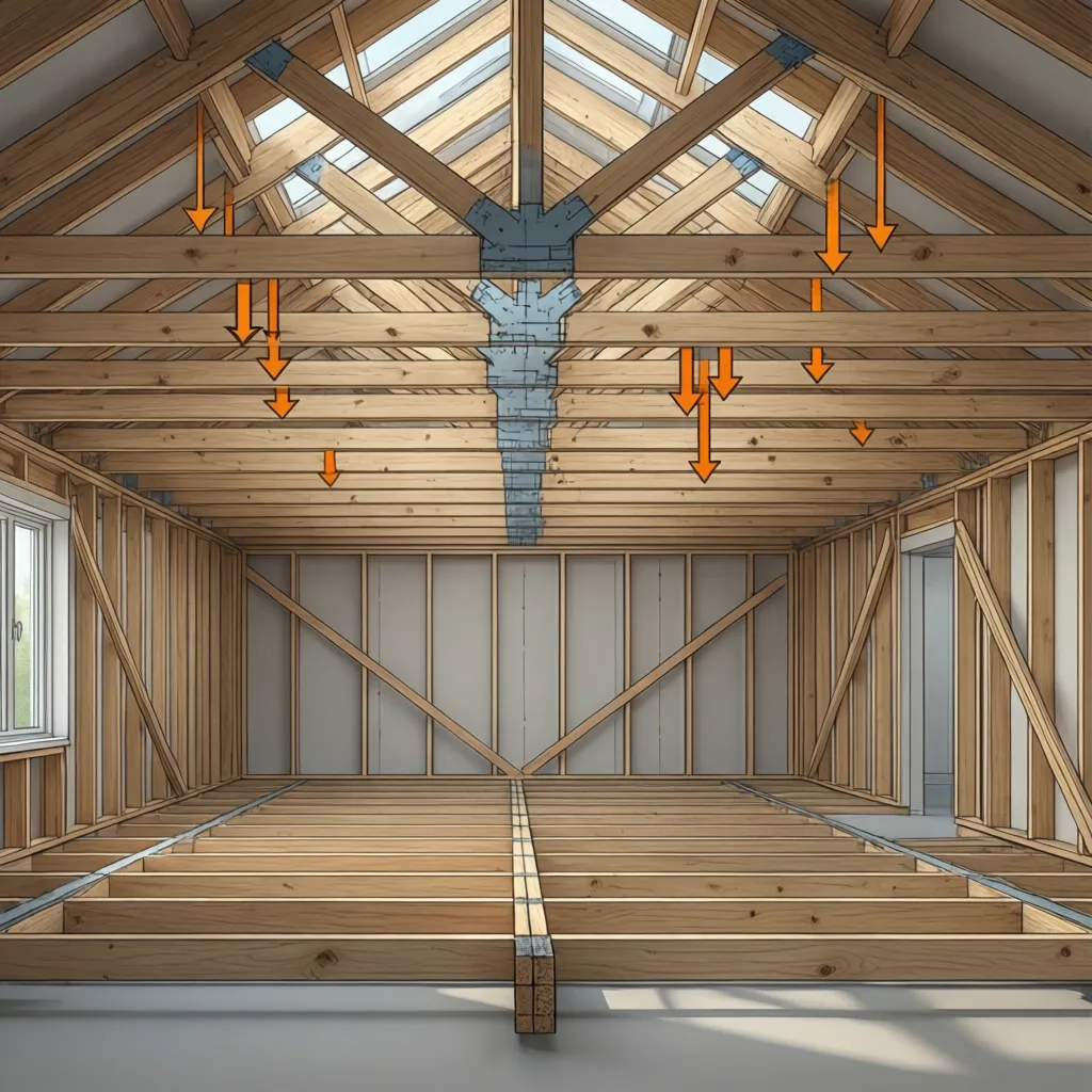 diagram style visualization of floor load distribution across joists