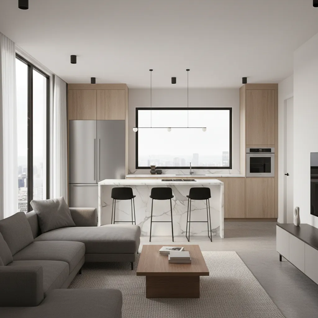 3D visualization preview of apartment generated from floor plan creator tool