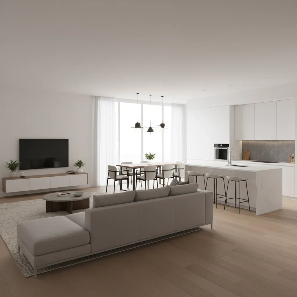 3D visualization generated from a floor plan creator app showing modern apartment interior