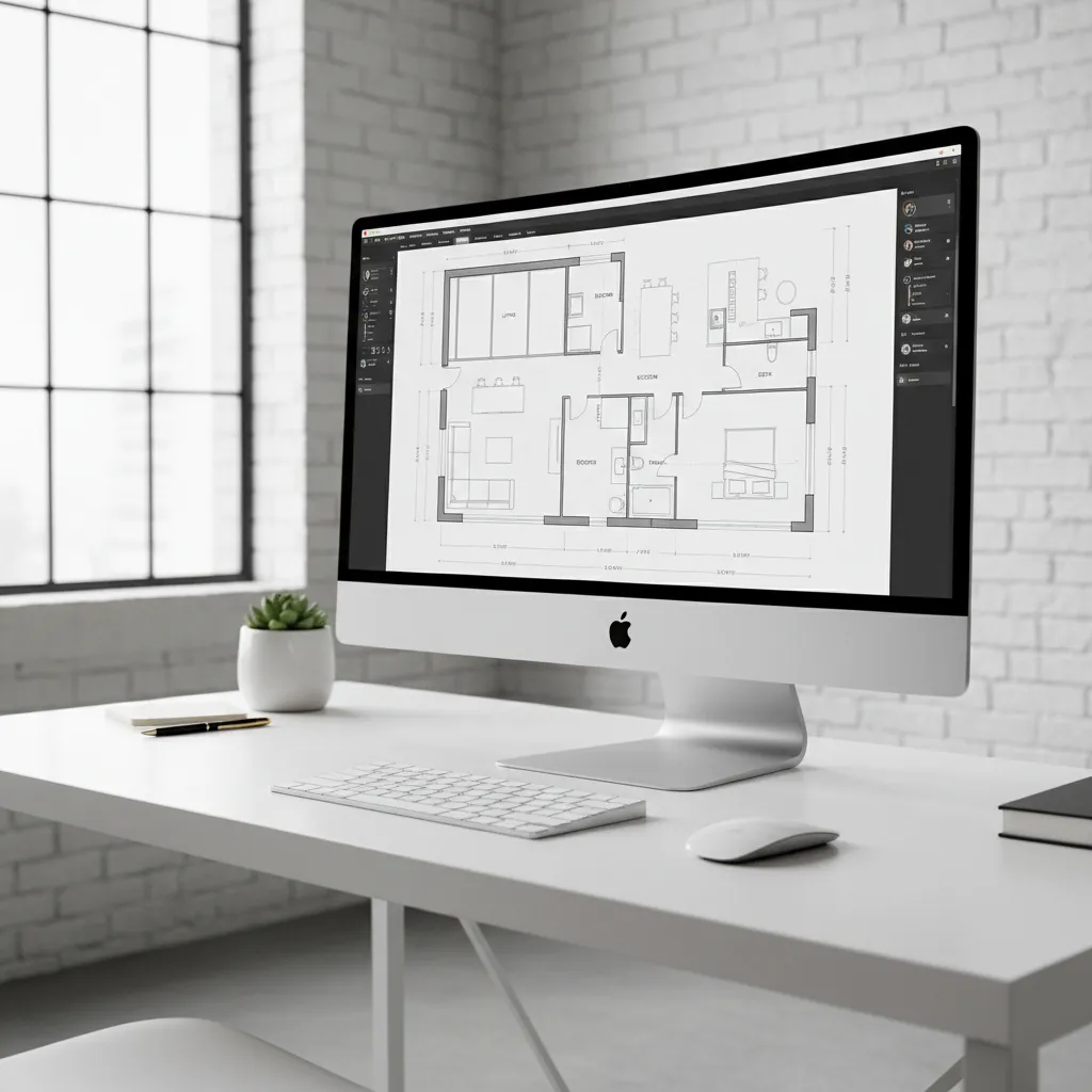 Interfaz de aplicación creando plano de casa en 2D