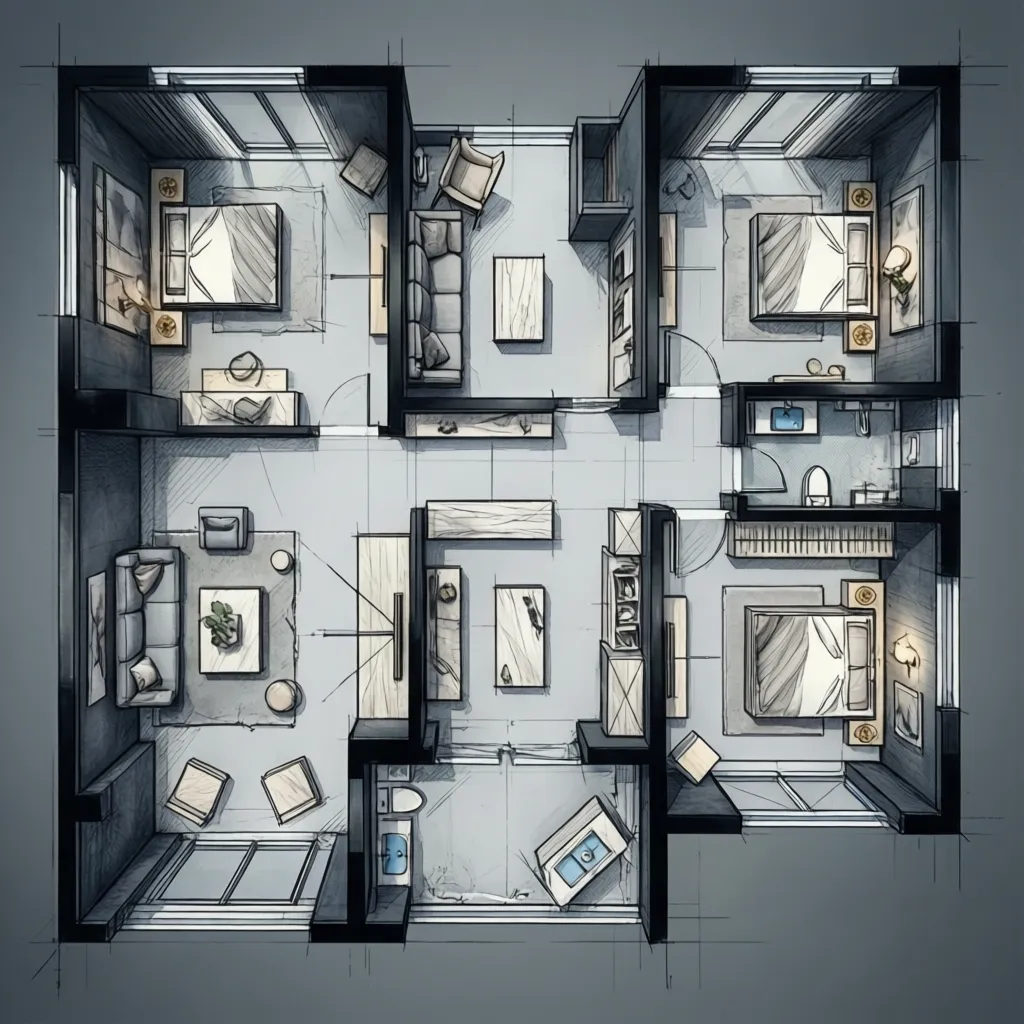 floor plan demonstrating contrast between walls and floors