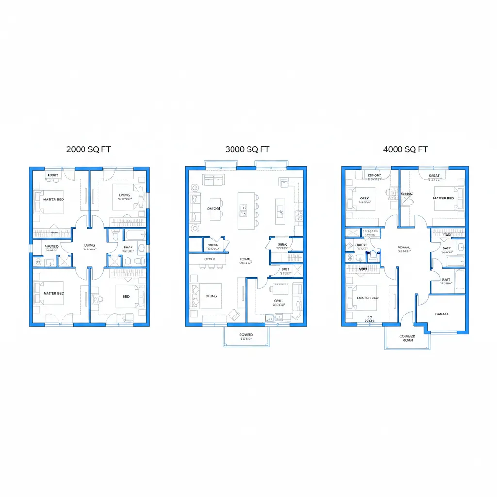 Living Space Differences: 2000 vs 3000 vs 4000 Sq Ft