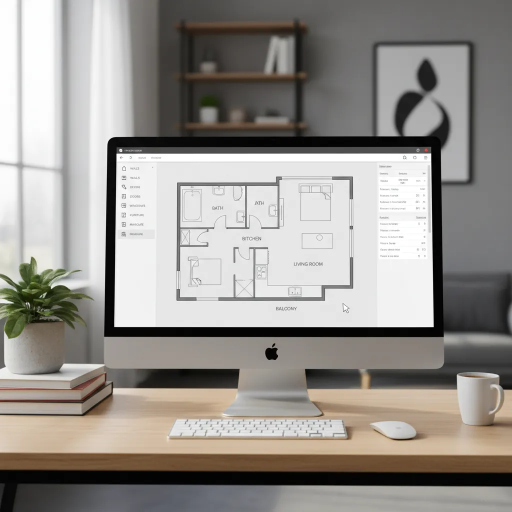 User creating a digital house layout using a floor plan creator interface