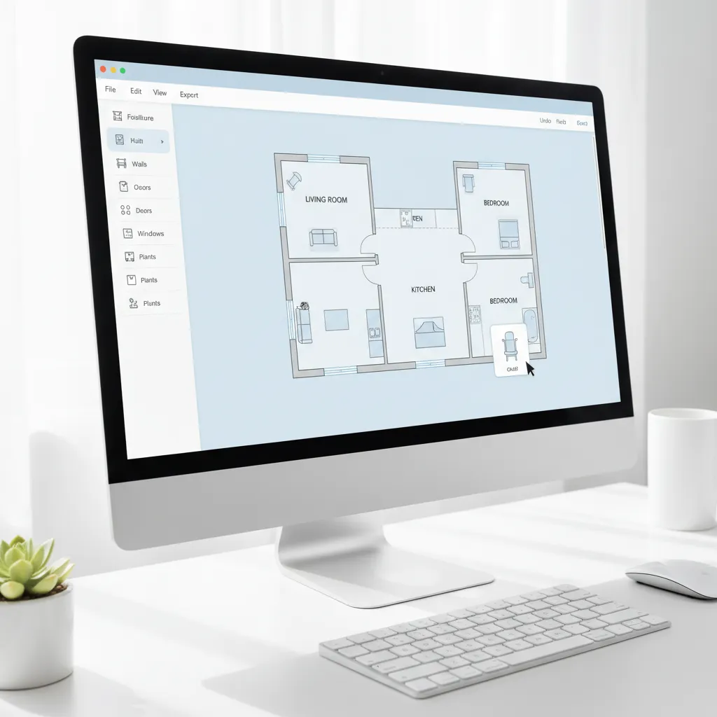 example of a simple drag and drop floor plan creator interface with room layout