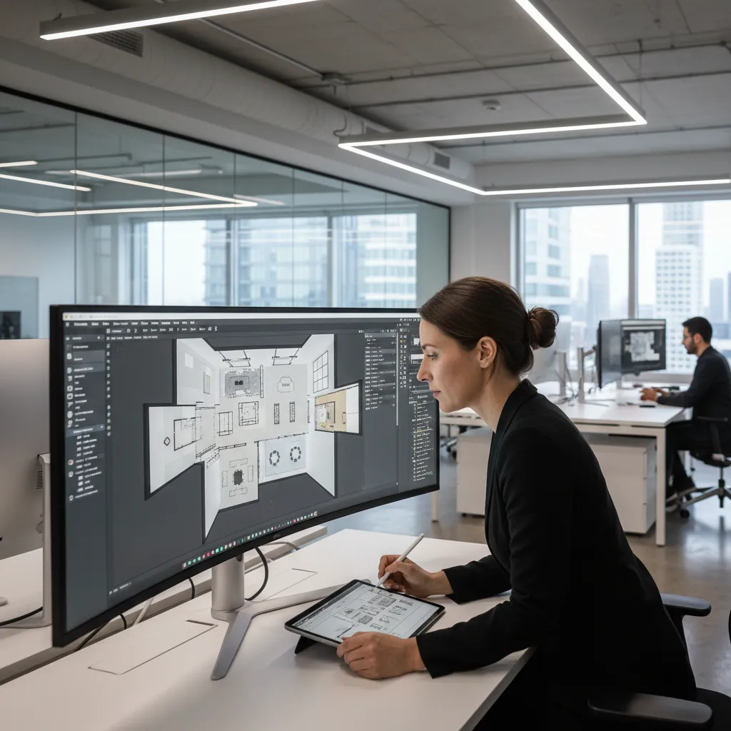 designer adjusting automatically generated floor plan layout