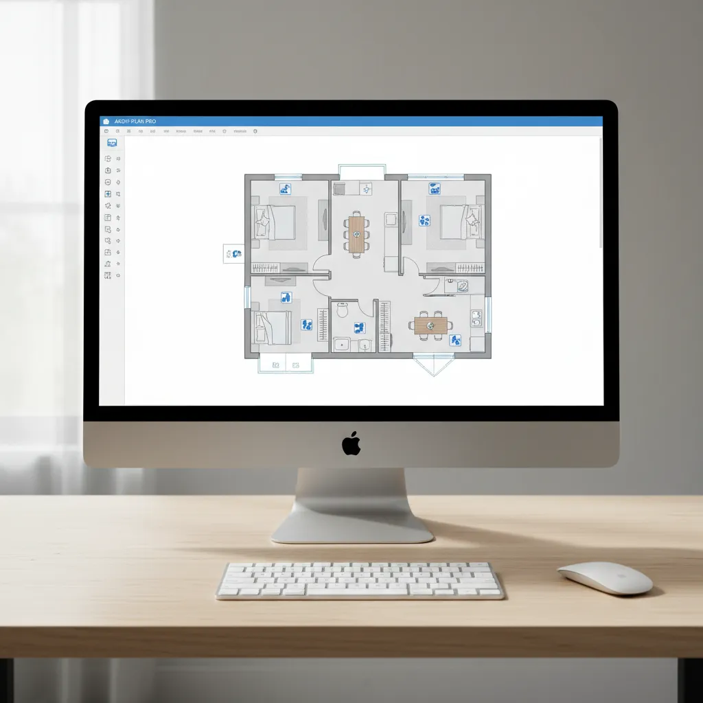 Plano digital de una vivienda creado con una aplicación de diseño interior