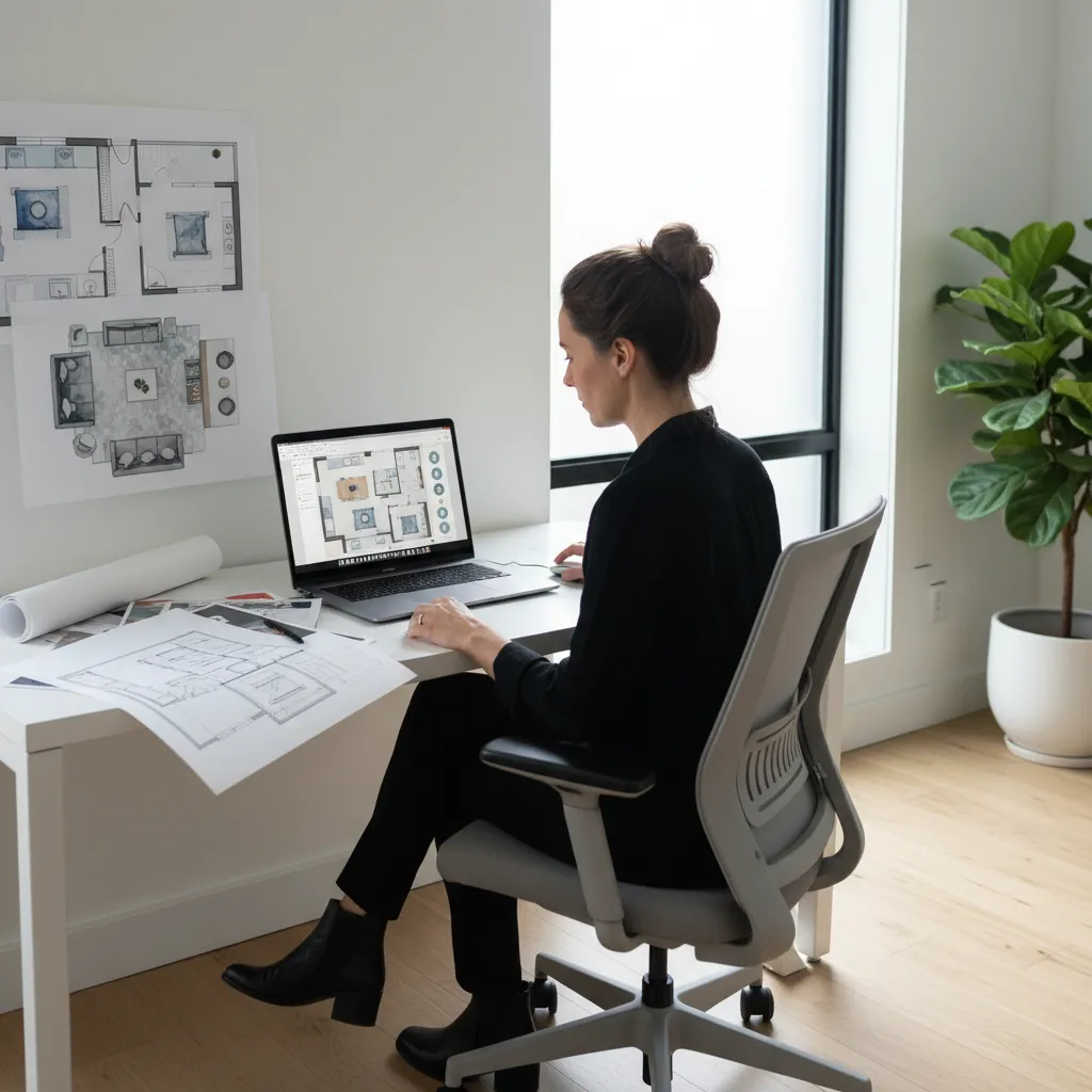 Persona diseñando el plano de una casa en una aplicación digital