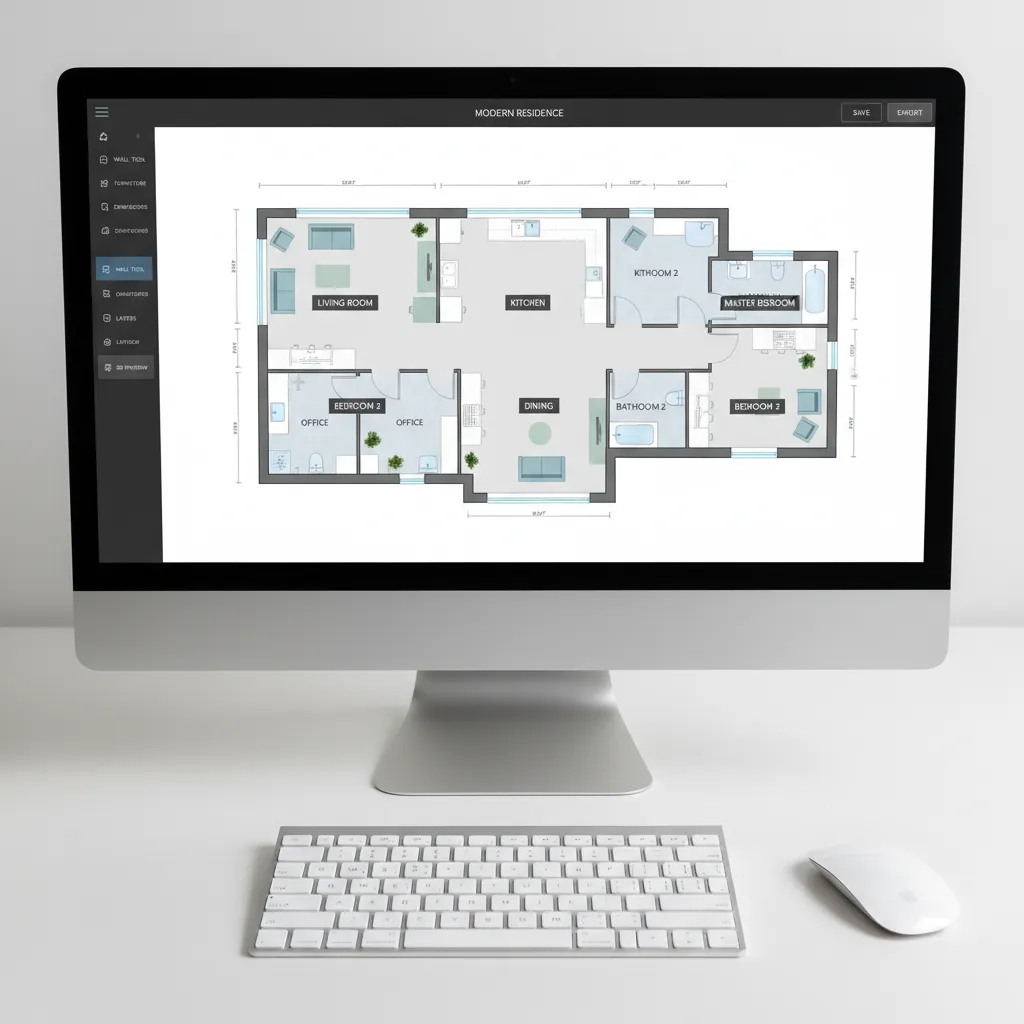 Plano digital de una casa creado con una aplicación de diseño