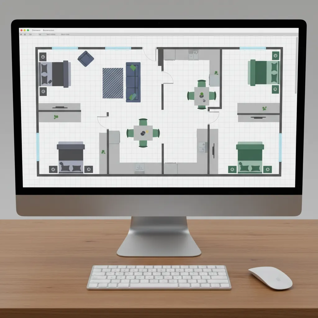 Plano digital de una vivienda creado en una herramienta online de diseño interior