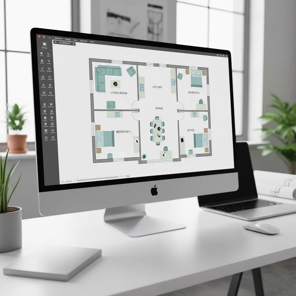 Plano digital de una vivienda creado con software de diseño