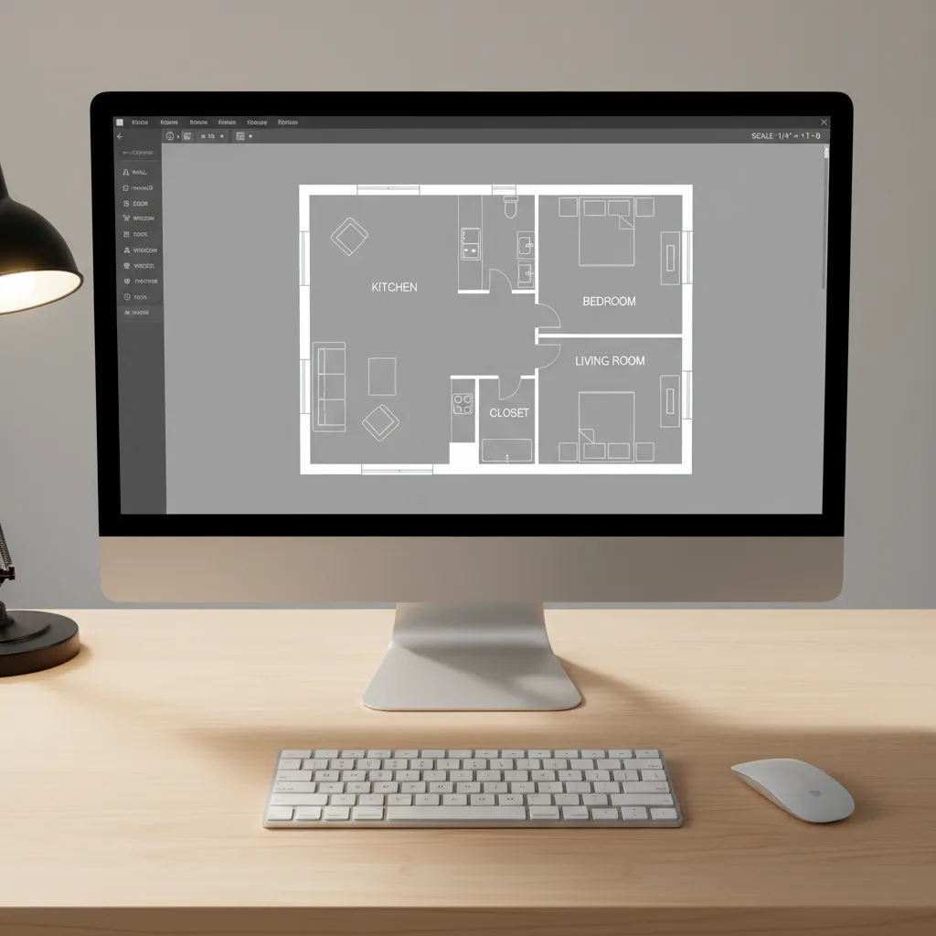 Plano digital de un apartamento creado con software de diseño