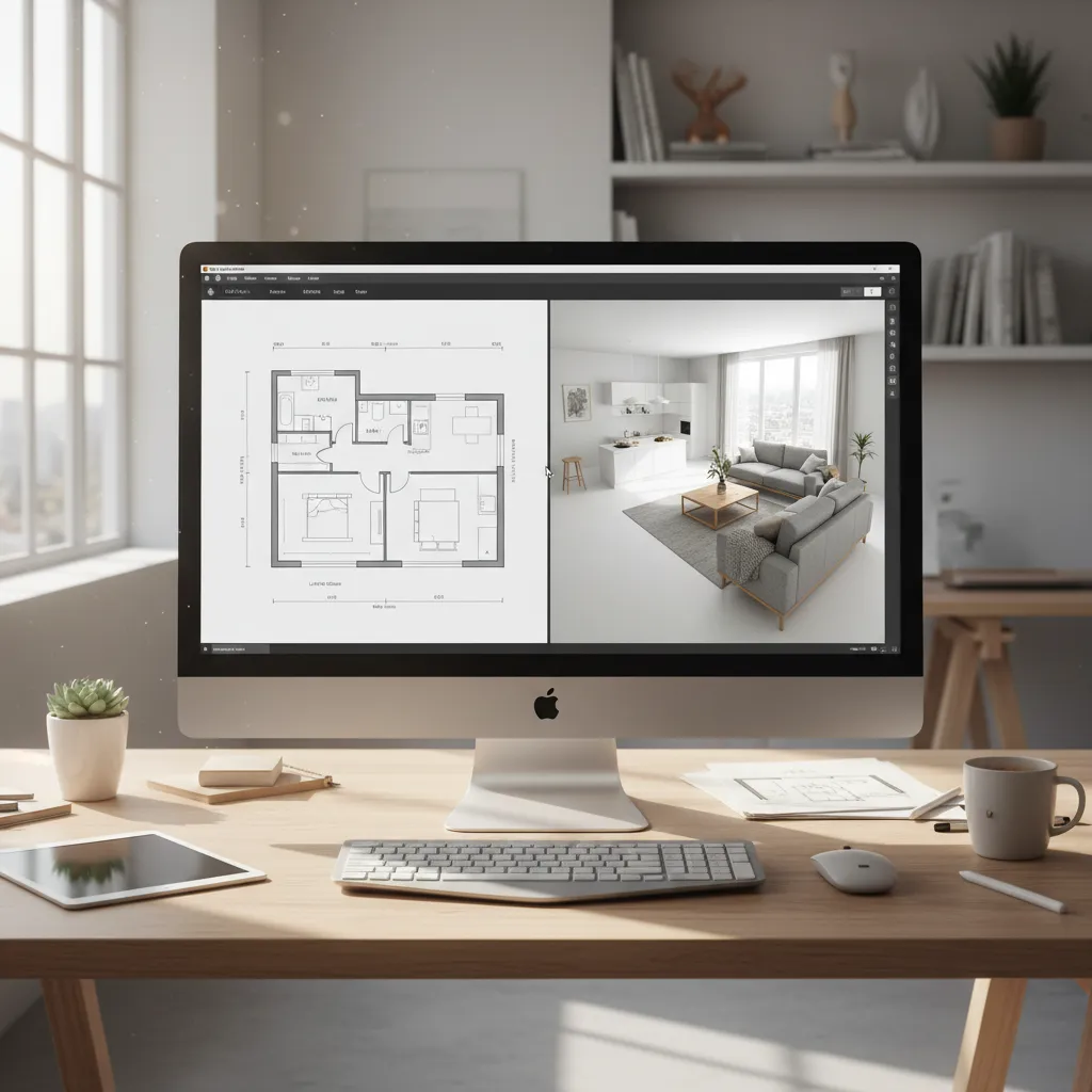 User creating home layout using digital floor plan creator software