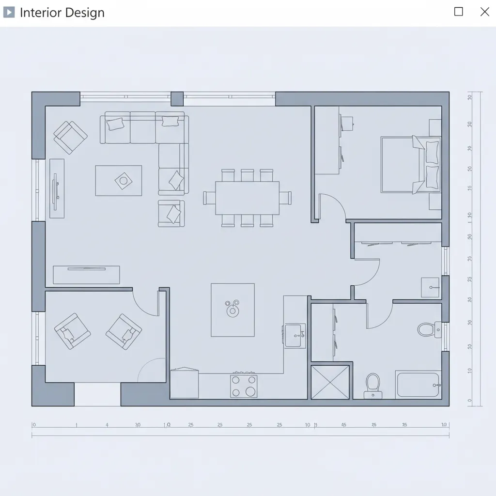 Digital floor plan layout created in interior planning software
