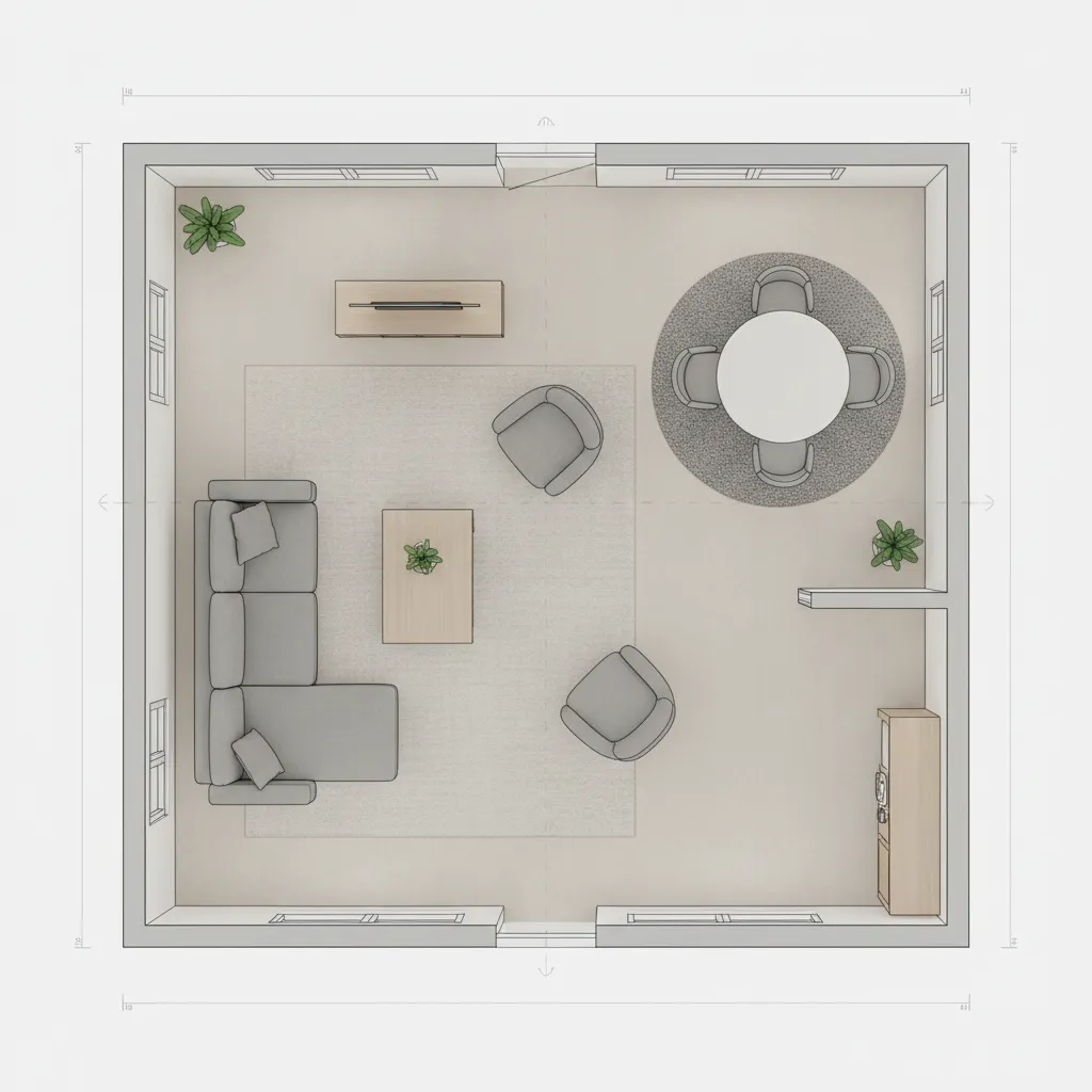 Digital floor plan layout created using interior design planning software