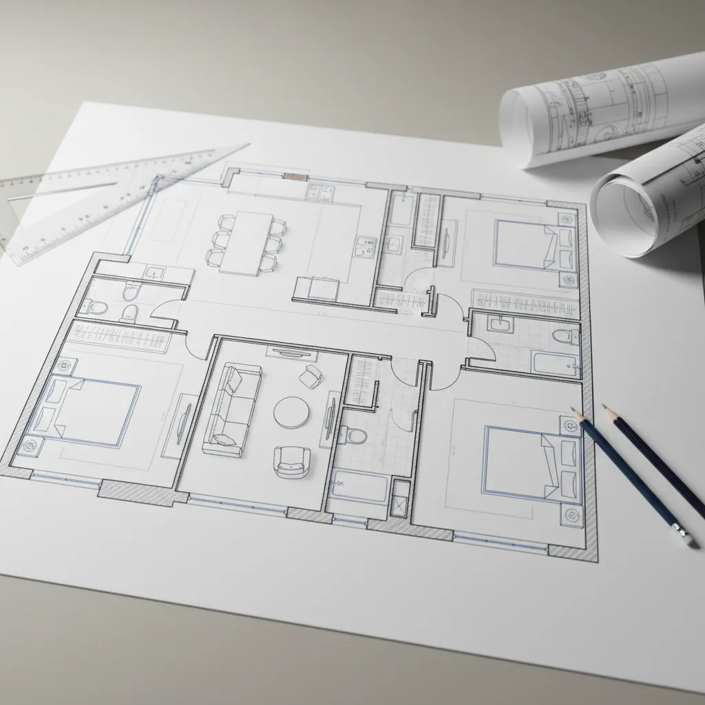 architectural floor plan showing balance between detail and drawing sheet size