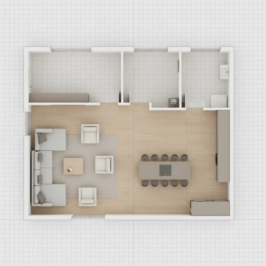 Digital floor plan with furniture placement using drag and drop interior design software