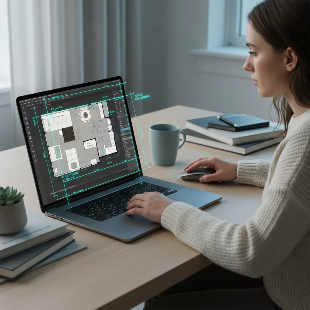 designer refining generated floor plan with measurement calibration
