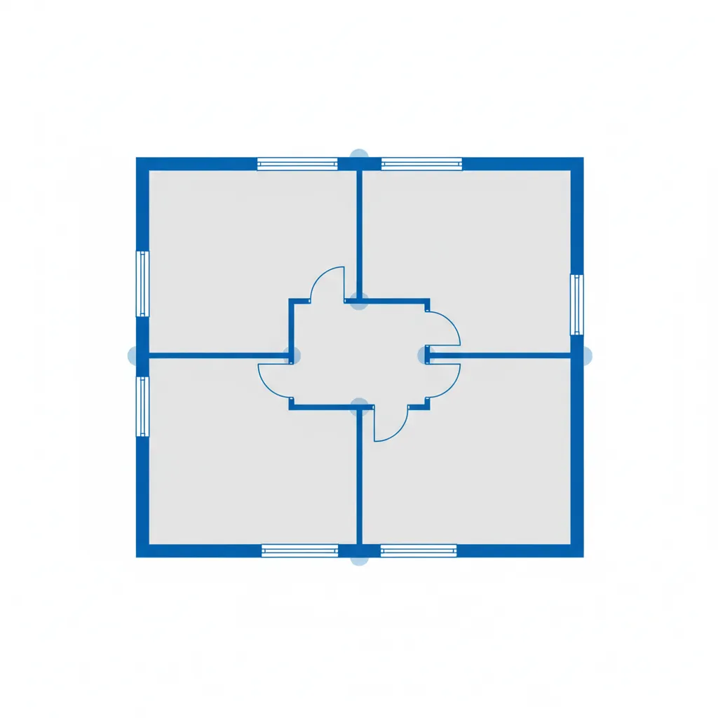 diagram showing walls forming polygon rooms in a floor plan system